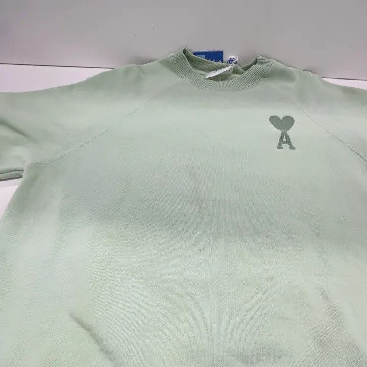 AMI AMIPARIS SS22 Mint Green Heart Logo Sweatshirt 0079 Size US S / EU 44-46 / 1 - 8 Thumbnail