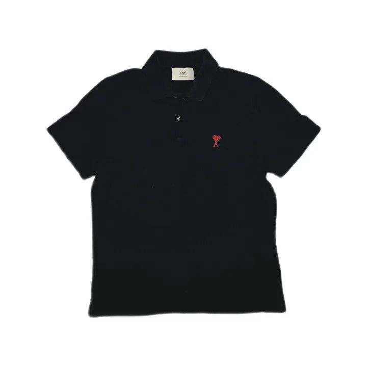 AMI AMIPARIS Heart Print Short Sleeve Polo Shirt 0079 Size US M / EU 48-50 / 2 - 2 Thumbnail