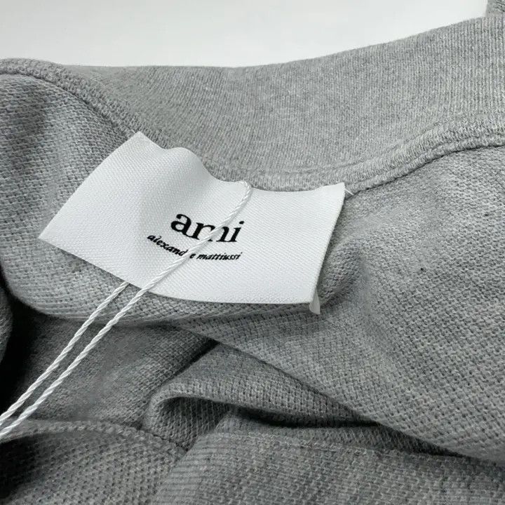 AMI AMIPARIS Gray Cotton Heart Print Polo Shirt 0079 Size US S / EU 44-46 / 1 - 11 Thumbnail