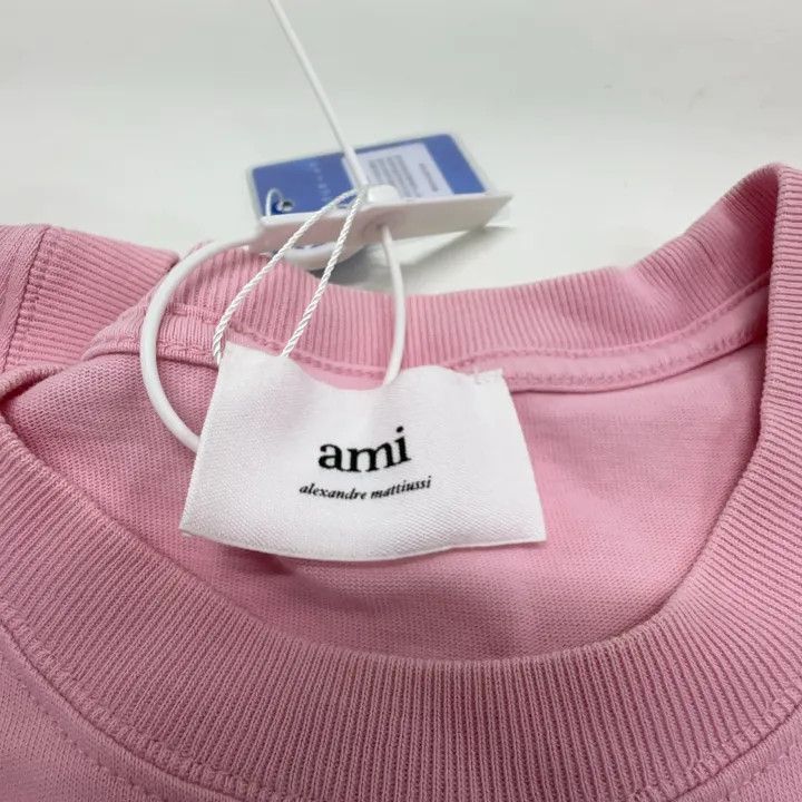 AMI AMIPARIS Pink Heart Logo Short Sleeve T-Shirt 0079 Size US S / EU 44-46 / 1 - 5 Thumbnail