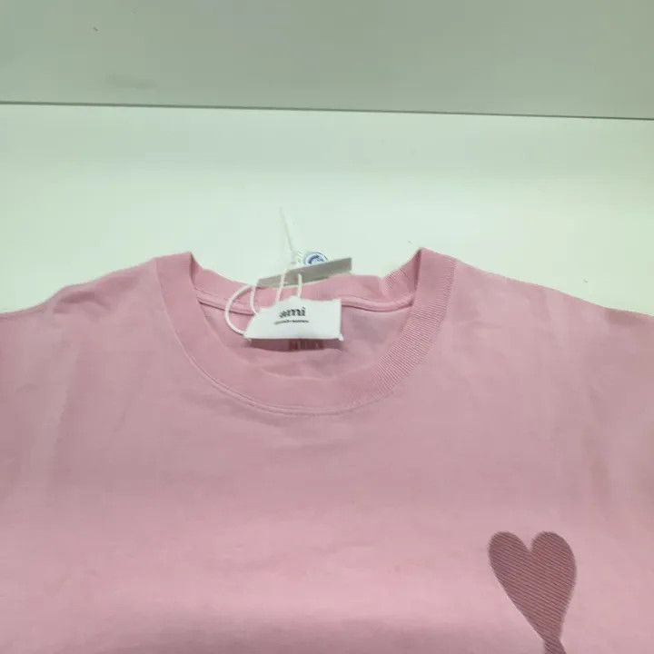AMI AMIPARIS Pink Heart Logo Short Sleeve T-Shirt 0079 Size US S / EU 44-46 / 1 - 8 Thumbnail
