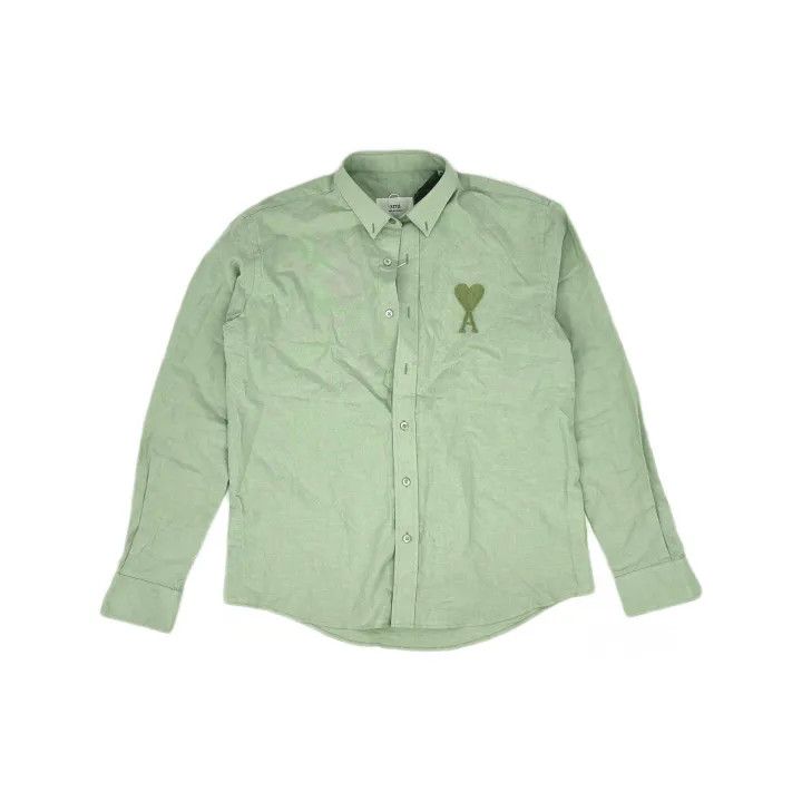 AMI AMIPARIS SS22 Love Heart Logo Long Sleeve Shirt 0079 Size US M / EU 48-50 / 2 - 2 Thumbnail