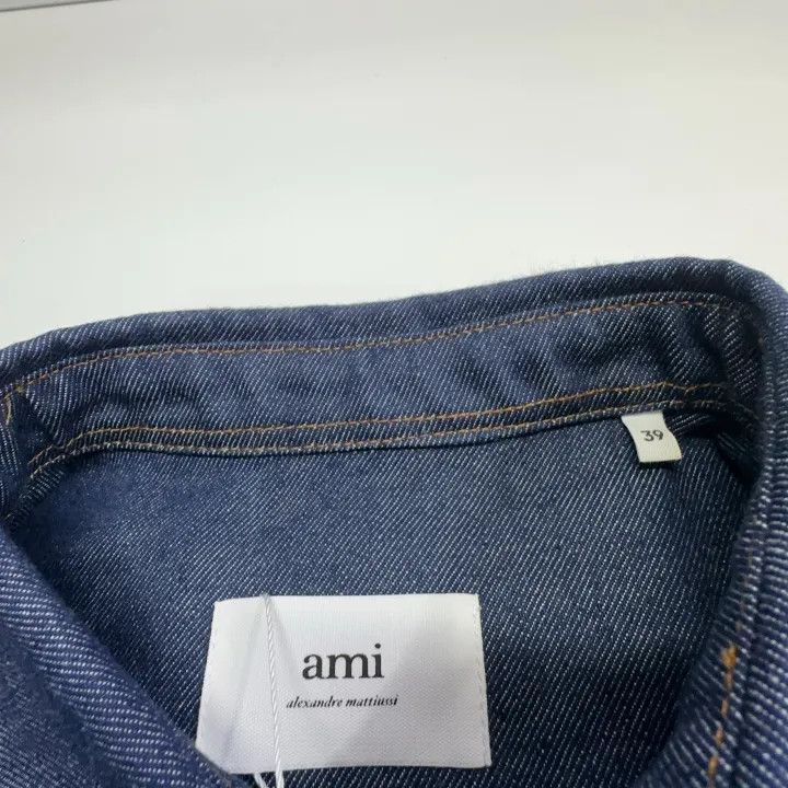 AMI AMIPARIS Blue Logo Embroidered Denim Jacket 0079 Size US M / EU 48-50 / 2 - 6 Thumbnail