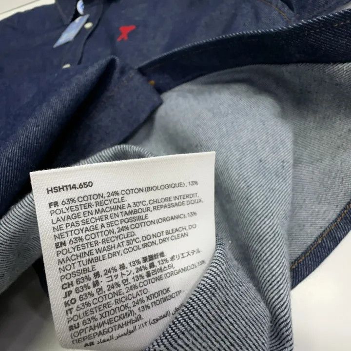 AMI AMIPARIS Blue Logo Embroidered Denim Jacket 0079 Size US M / EU 48-50 / 2 - 4 Thumbnail