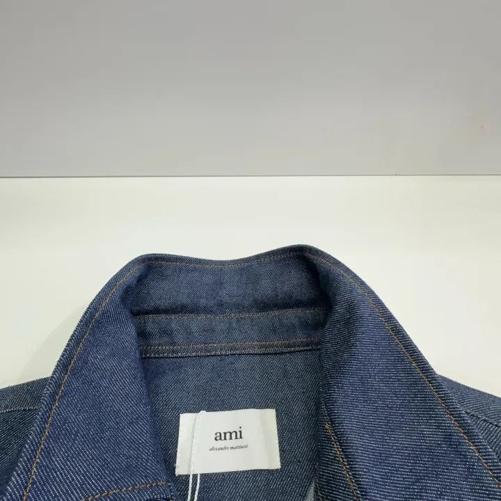 AMI AMIPARIS Blue Logo Embroidered Denim Jacket 0079 Size US M / EU 48-50 / 2 - 7 Thumbnail