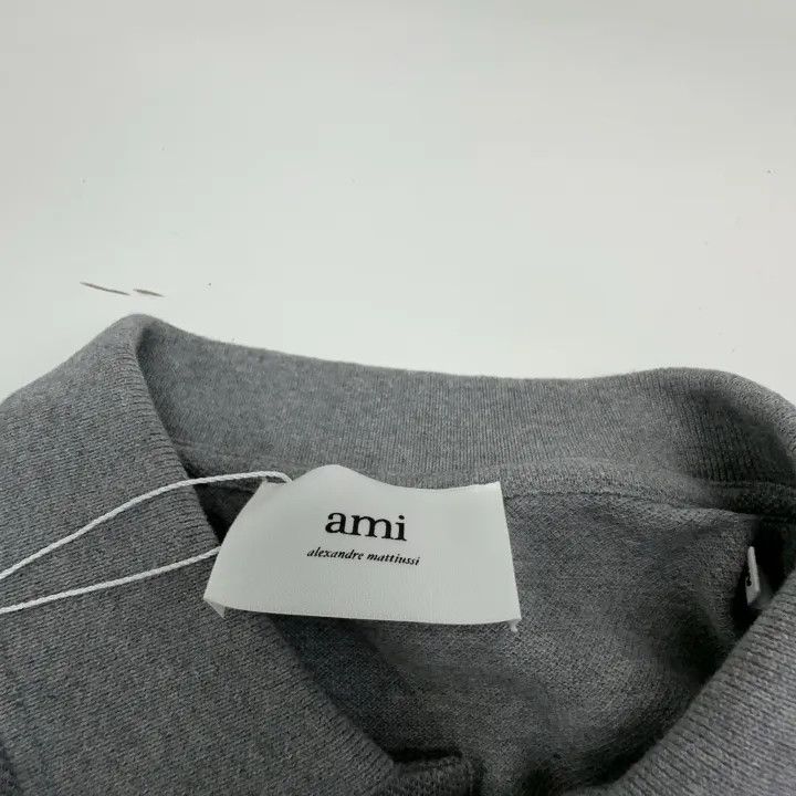 AMI AMIPARIS Heart Embroidery Gray Polo Shirt 0079 Size US M / EU 48-50 / 2 - 7 Thumbnail