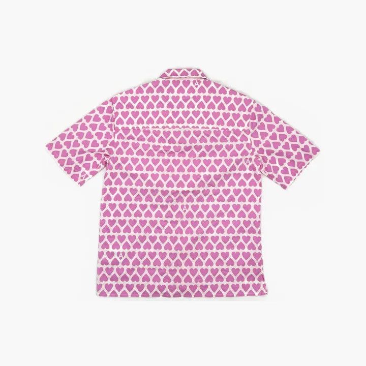 AMI AMIPARIS SS23 Pink Heart Print Short Sleeve Shirt 0079 Size US M / EU 48-50 / 2 - 3 Thumbnail