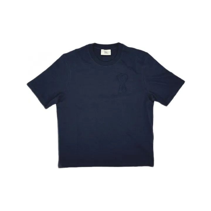 AMI AMIPARIS Casual Navy Heart-Embroidered T-Shirt 0079 Size US M / EU 48-50 / 2 - 2 Thumbnail