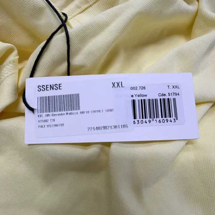 AMI AMIPARIS SS22 Yellow Heart Logo Embroidered T-Shirt 0079 Size US XXL / EU 58 / 5 - 4 Thumbnail