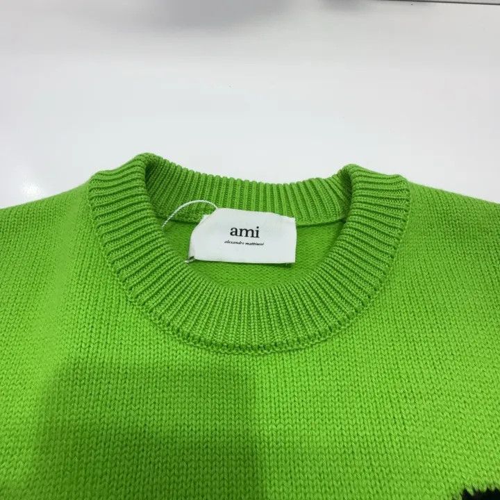 AMI Ami Paris Love Logo Green Wool Sweater 0079 Size US S / EU 44-46 / 1 - 7 Thumbnail