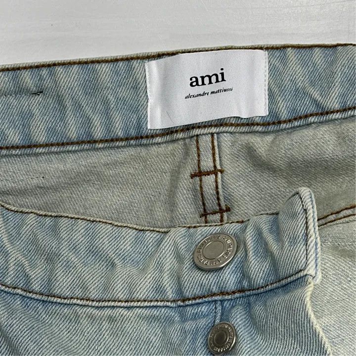 AMI AMIPARIS Light Blue Wide-Leg Denim Pants 0079 Size US 32 / EU 48 - 5 Thumbnail