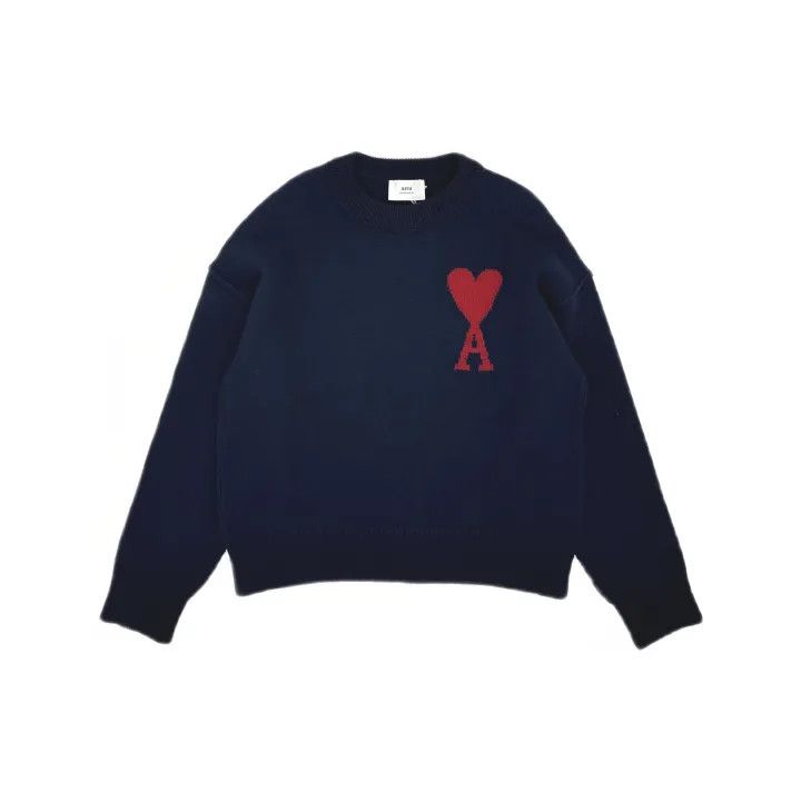 AMI AMIPARIS Letter Heart Embroidered Oversized Sweater 0079 Size US L / EU 52-54 / 3 - 2 Thumbnail