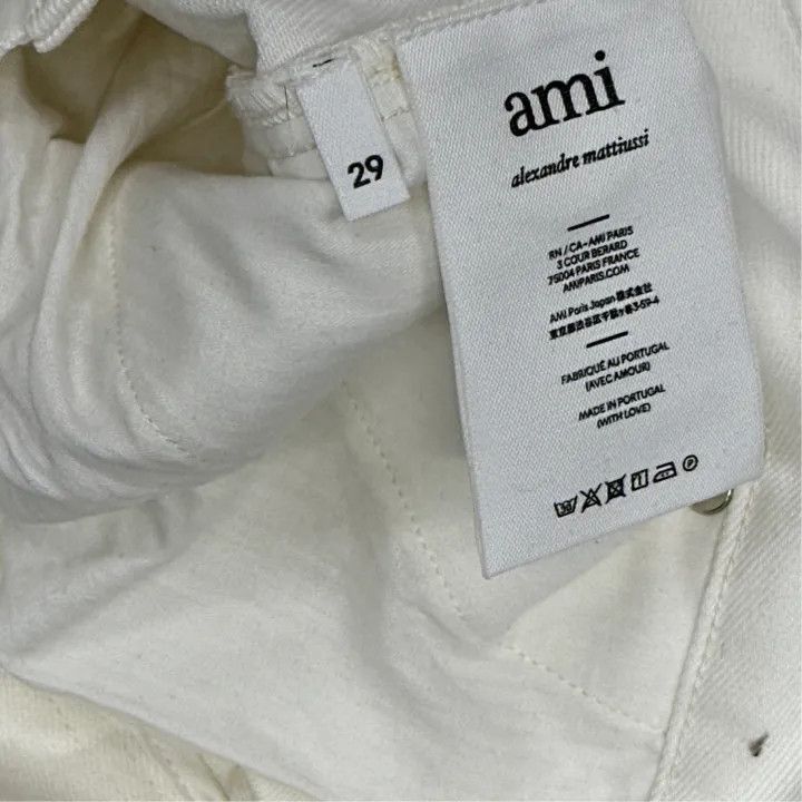 AMI AMIPARIS White Logo Side Tape Wide-Leg Pants 0079 Size US 29 - 4 Thumbnail