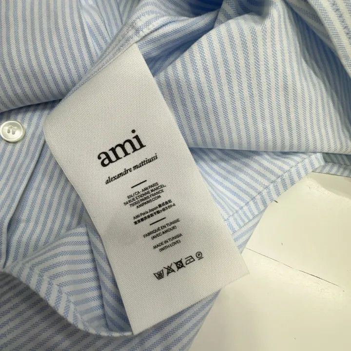 AMI AMIPARIS Heart Stripe Long Sleeve Shirt 0079 Size US S / EU 44-46 / 1 - 3 Thumbnail