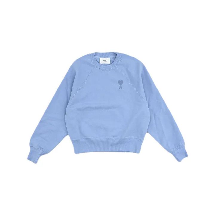 AMI AMIPARIS Sky Blue Heart Embroidered Sweatshirt 0079 Size US XS / EU 42 / 0 - 2 Thumbnail