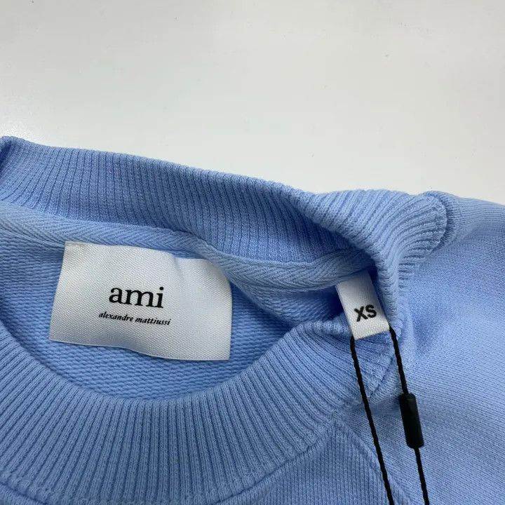 AMI AMIPARIS Sky Blue Heart Embroidered Sweatshirt 0079 Size US XS / EU 42 / 0 - 5 Thumbnail