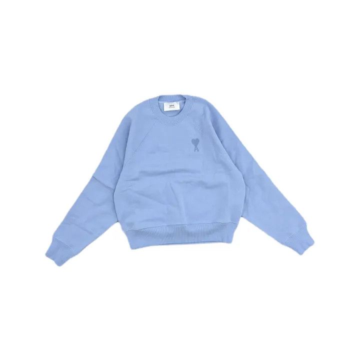 AMI AMIPARIS Sky Blue Heart Embroidered Sweatshirt 0079 Size US XS / EU 42 / 0 - 2 Thumbnail