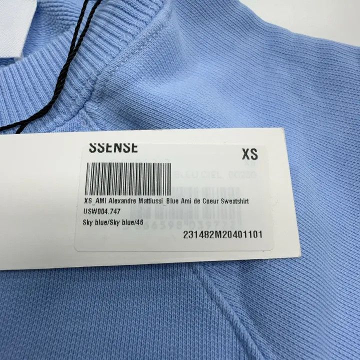 AMI AMIPARIS Sky Blue Heart Embroidered Sweatshirt 0079 Size US XS / EU 42 / 0 - 6 Thumbnail
