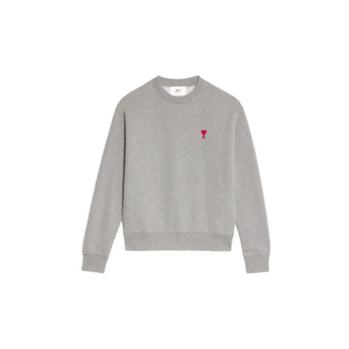 AMI AMIPARIS Red Heart Embroidered Gray Sweatshirt 0079 Size US M / EU 48-50 / 2 - 2 Thumbnail