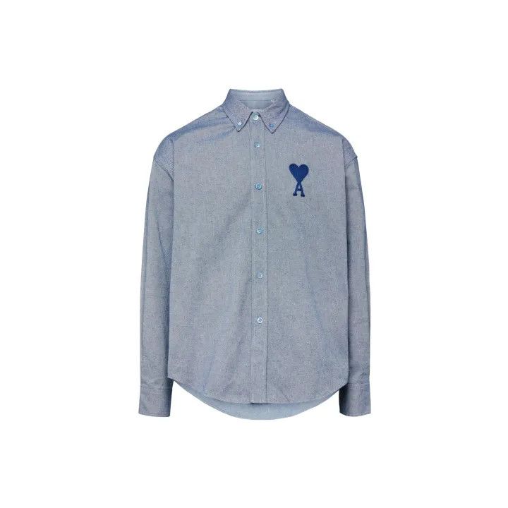 AMI AMIPARIS Heart Embroidered Long Sleeve Shirt 0079 Size US M / EU 48-50 / 2 - 2 Thumbnail