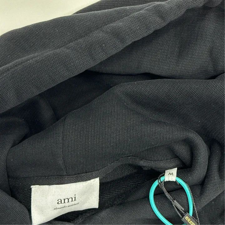 AMI AMIPARIS Black Logo Embroidered Hoodie for Men 0079 Size US M / EU 48-50 / 2 - 2 Thumbnail