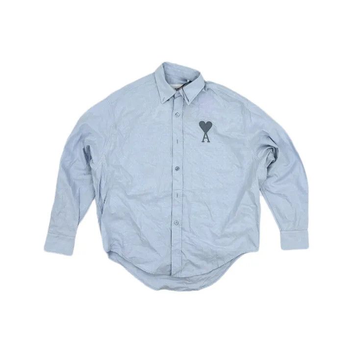 AMI AMIPARIS Blue Button-Down Shirt with Heart Design 0079 Size US XS / EU 42 / 0 - 2 Thumbnail