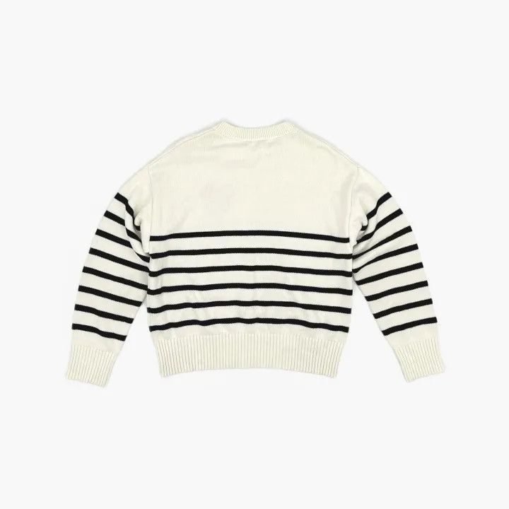 AMI AMIPARIS Heart Logo Striped Knit Sweater 0079 Size US M / EU 48-50 / 2 - 3 Thumbnail
