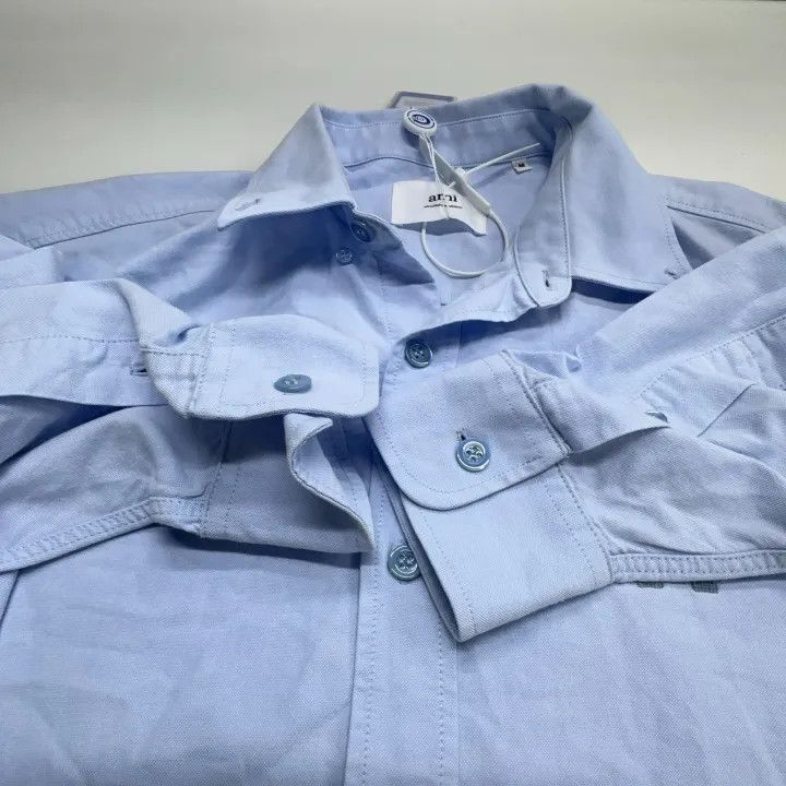 AMI AMIPARIS Blue Heart Button-Up Long Sleeve Shirt 0079 Size US M / EU 48-50 / 2 - 6 Thumbnail