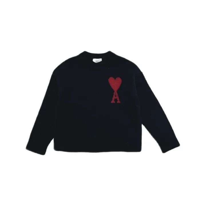 AMI AMIPARIS Classic Red Heart Wool Sweater 0079 Size US S / EU 44-46 / 1 - 2 Thumbnail