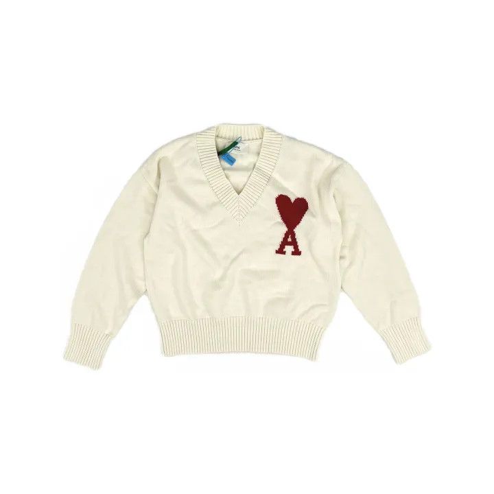 AMI Amiparis SS22 V-Neck Sweater with Heart Design 0079 Size US S / EU 44-46 / 1 - 2 Thumbnail