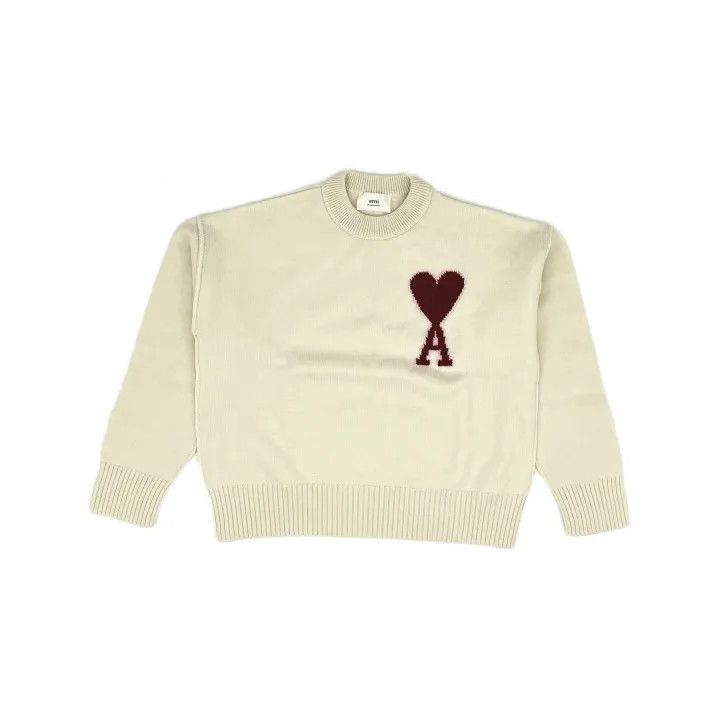 AMI AMIPARIS Classic Red Heart Knit Sweater 0079 Size US M / EU 48-50 / 2 - 2 Thumbnail