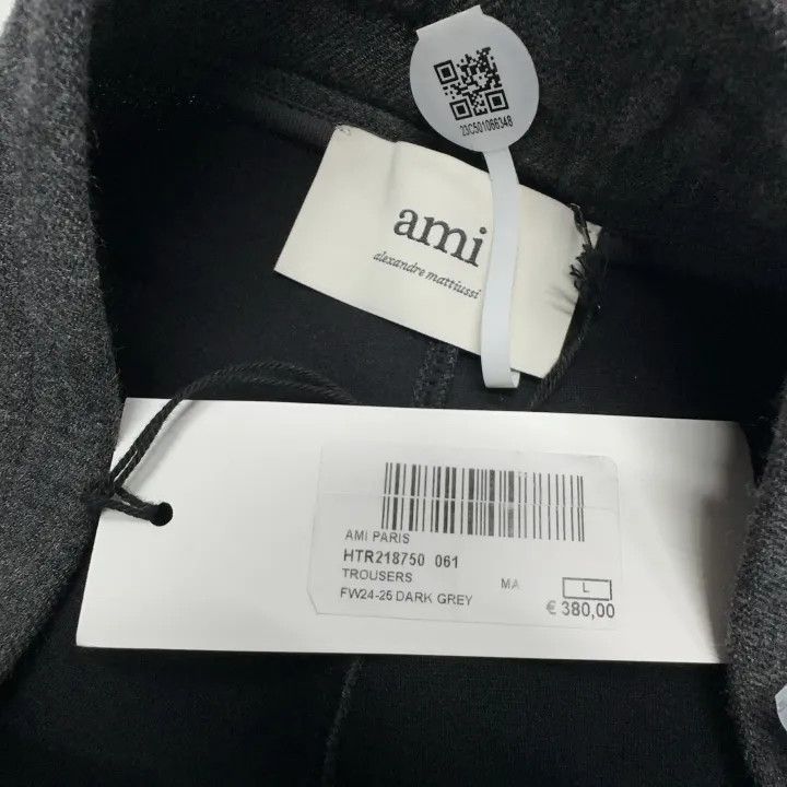 AMI AMIPARIS Men's Loose Wide-Leg Pants in Dark Gray 0079 Size US 32 / EU 48 - 4 Thumbnail