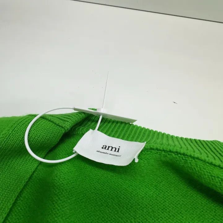 AMI AMIPARIS Green V-Neck Wool Cardigan 0079 Size US XS / EU 42 / 0 - 6 Thumbnail