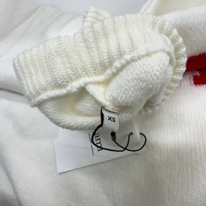 AMI AMIPARIS Heart Logo White Wool Sweater 0079 Size US XS / EU 42 / 0 - 4 Thumbnail