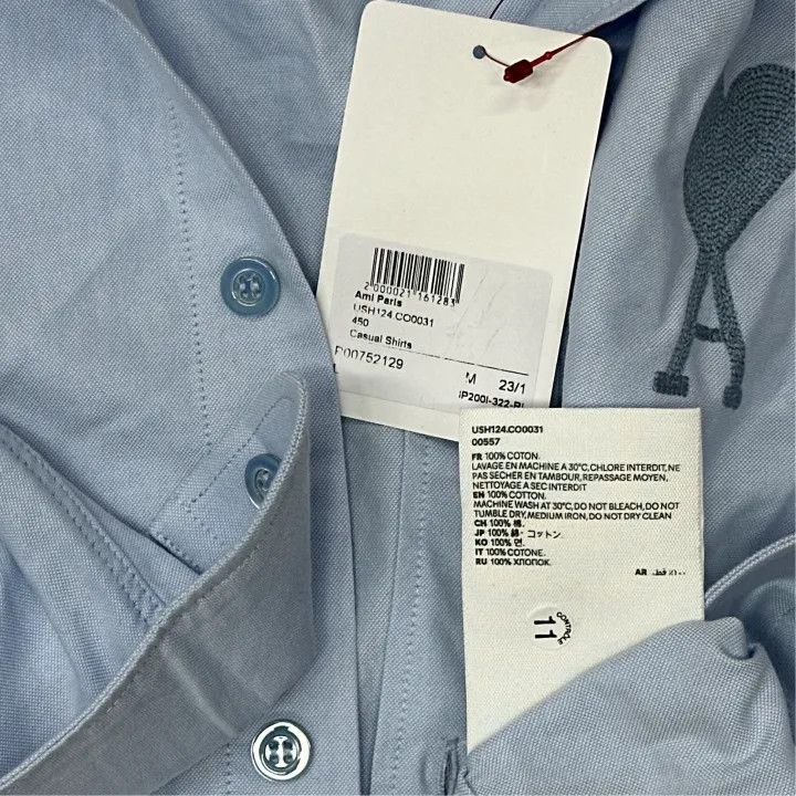 AMI AMIPARIS Spring Shirt with Heart Logo 0079 Size US L / EU 52-54 / 3 - 3 Thumbnail