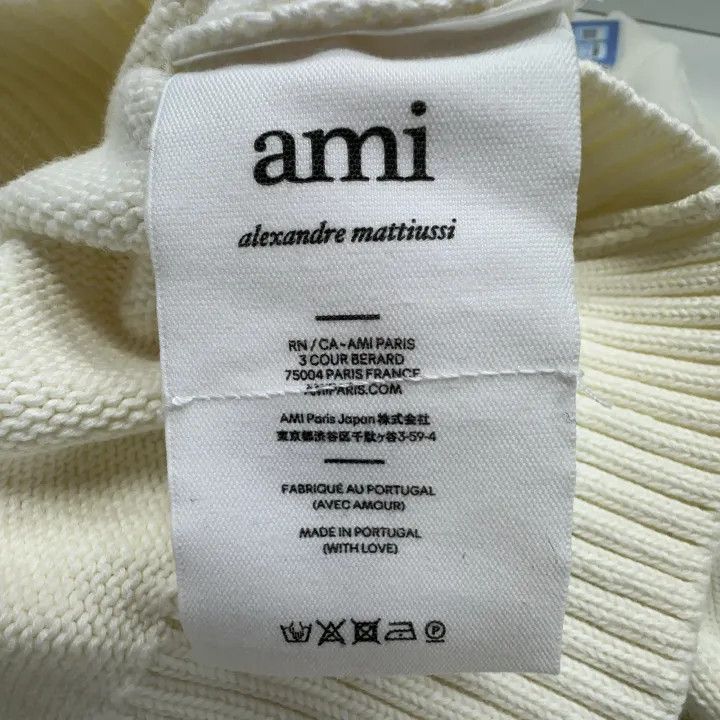 AMI AMIPARIS SS22 White Heart Logo V-Neck Cardigan 0079 Size US M / EU 48-50 / 2 - 4 Thumbnail