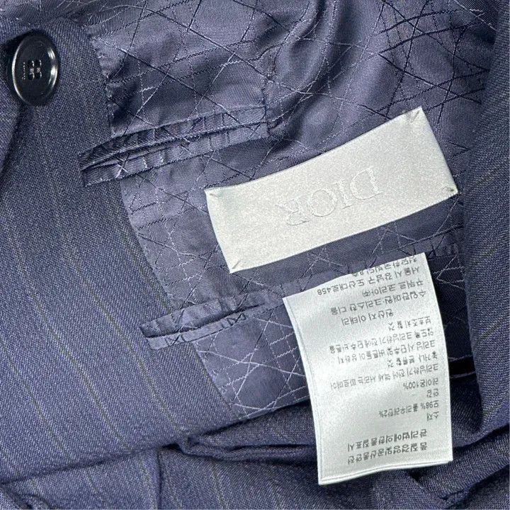 Dior Dior Blue Double-Breasted Pinstripe Suit Jacket 0079 Size US L / EU 52-54 / 3 - 3 Thumbnail