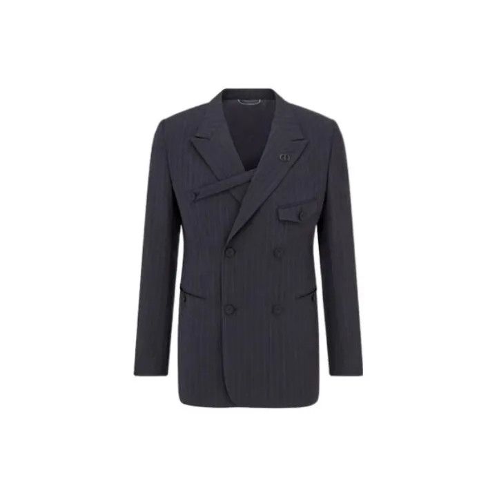 Dior Dior Blue Double-Breasted Pinstripe Suit Jacket 0079 Size US L / EU 52-54 / 3 - 2 Thumbnail