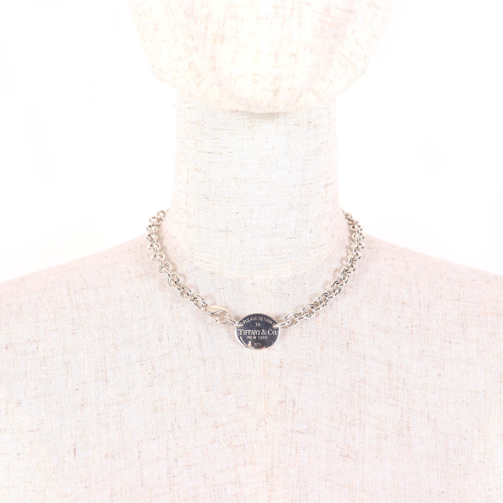 Tiffany & Co. Tiffany & Co. Tiffany&Co. Oval Tag Choker Silver Necklace Metal Necklace Size ONE SIZE - 3 Thumbnail