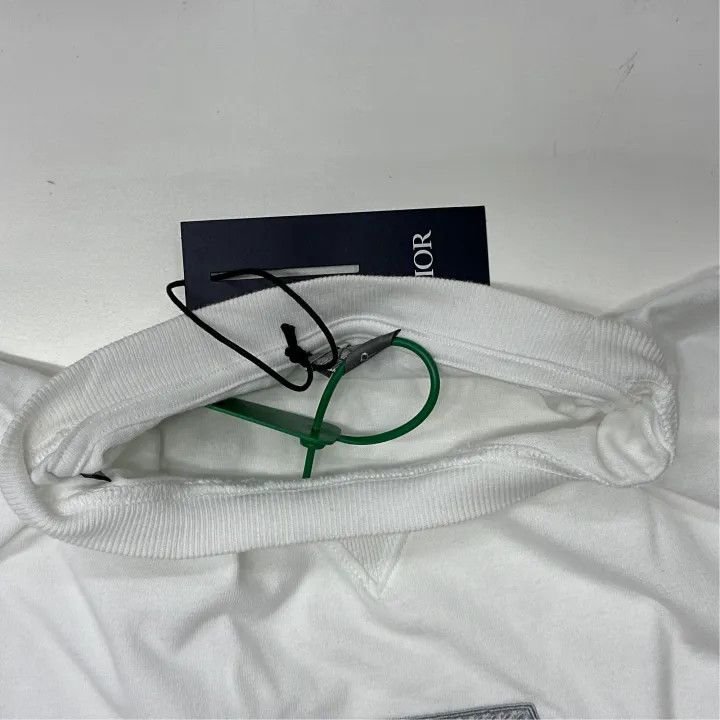 Dior White Embroidered Logo T-Shirt for Men 0079