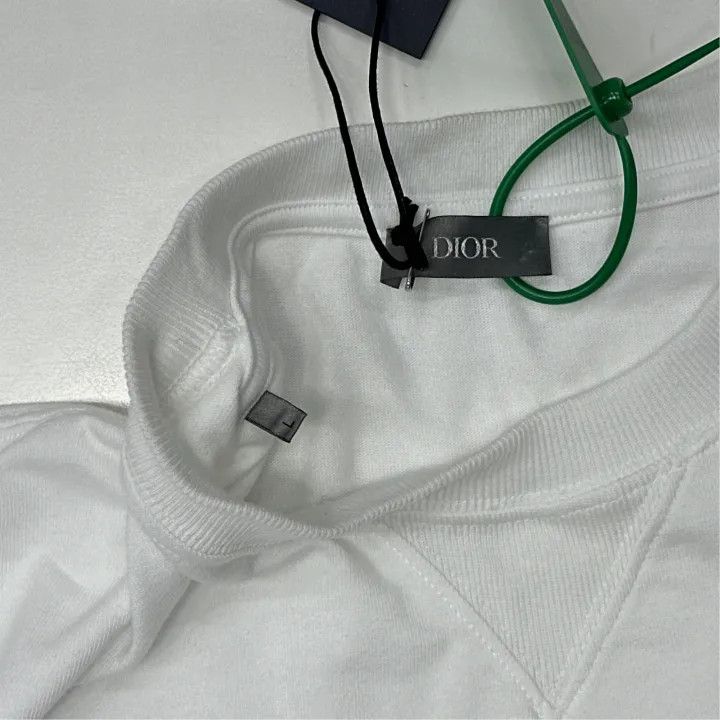 Dior White Embroidered Logo T-Shirt for Men 0079