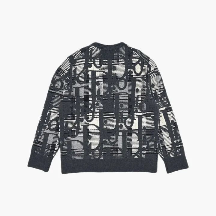 Dior Dior Grey Wool Knit Sweater with Pattern 0079 Size US L / EU 52-54 / 3 - 3 Thumbnail