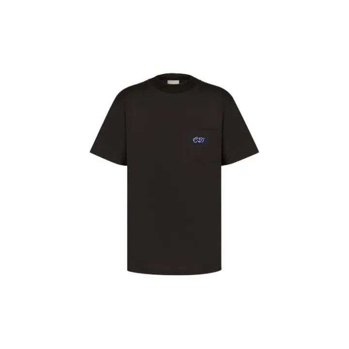 Dior Dior Black Logo Embroidered Short Sleeve T-Shirt 0079 Size US M / EU 48-50 / 2 - 2 Thumbnail
