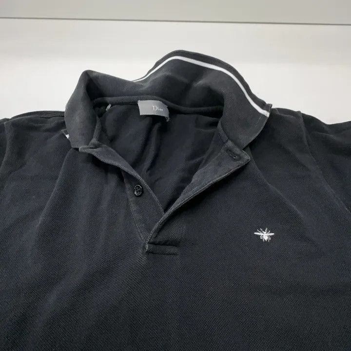 Dior Dior Striped Bee Embroidered Black Polo Shirt 0079 Size US M / EU 48-50 / 2 - 8 Thumbnail