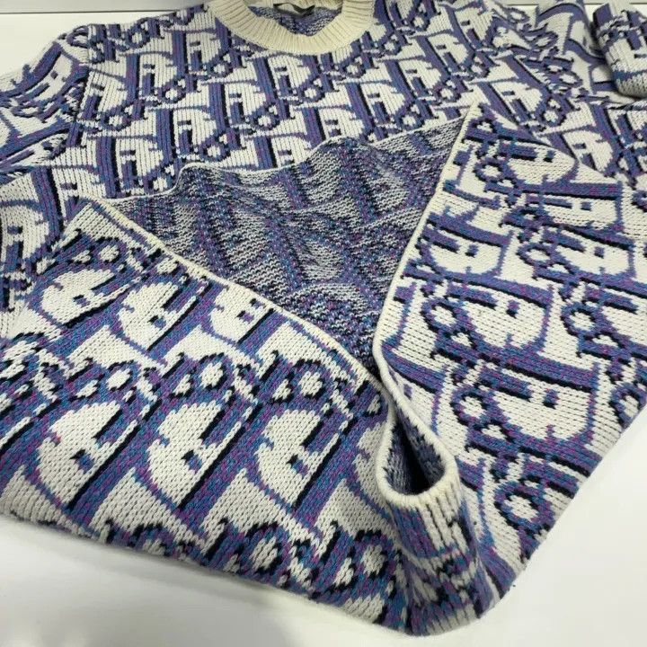 Dior Dior x Stussy Blue Long Sleeve Cashmere Sweater 0079 Size US M / EU 48-50 / 2 - 10 Thumbnail