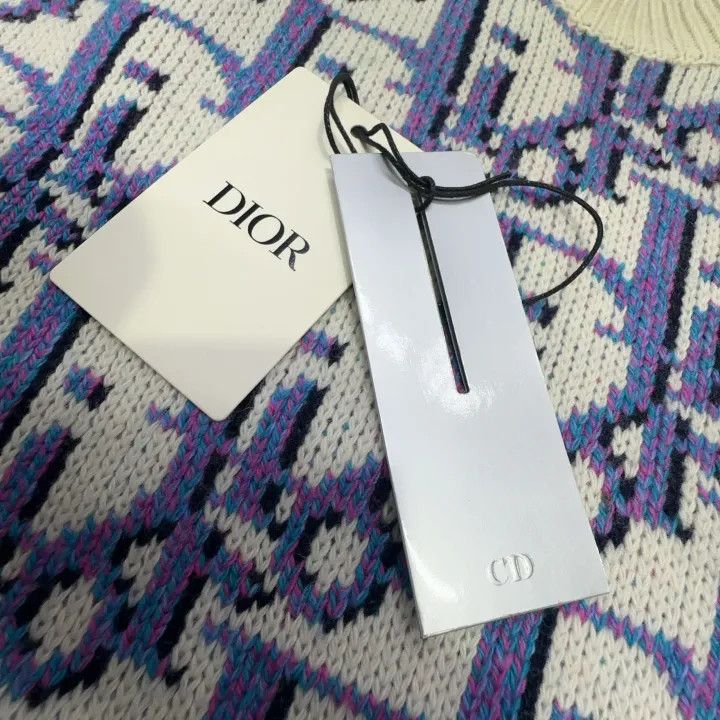 Dior Dior x Stussy Blue Long Sleeve Cashmere Sweater 0079 Size US M / EU 48-50 / 2 - 5 Thumbnail