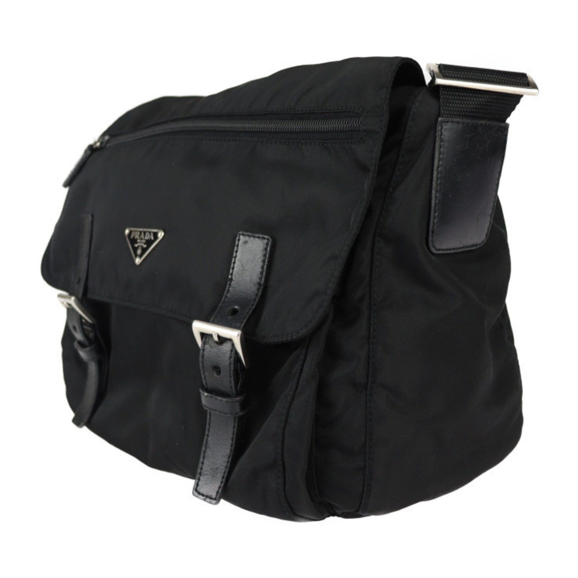 Prada Prada Bag Shoulder 1BD671 Nylon Leather Black Flap Crossbody Triangle Plate R2410103007030 Size ONE SIZE - 2 Thumbnail