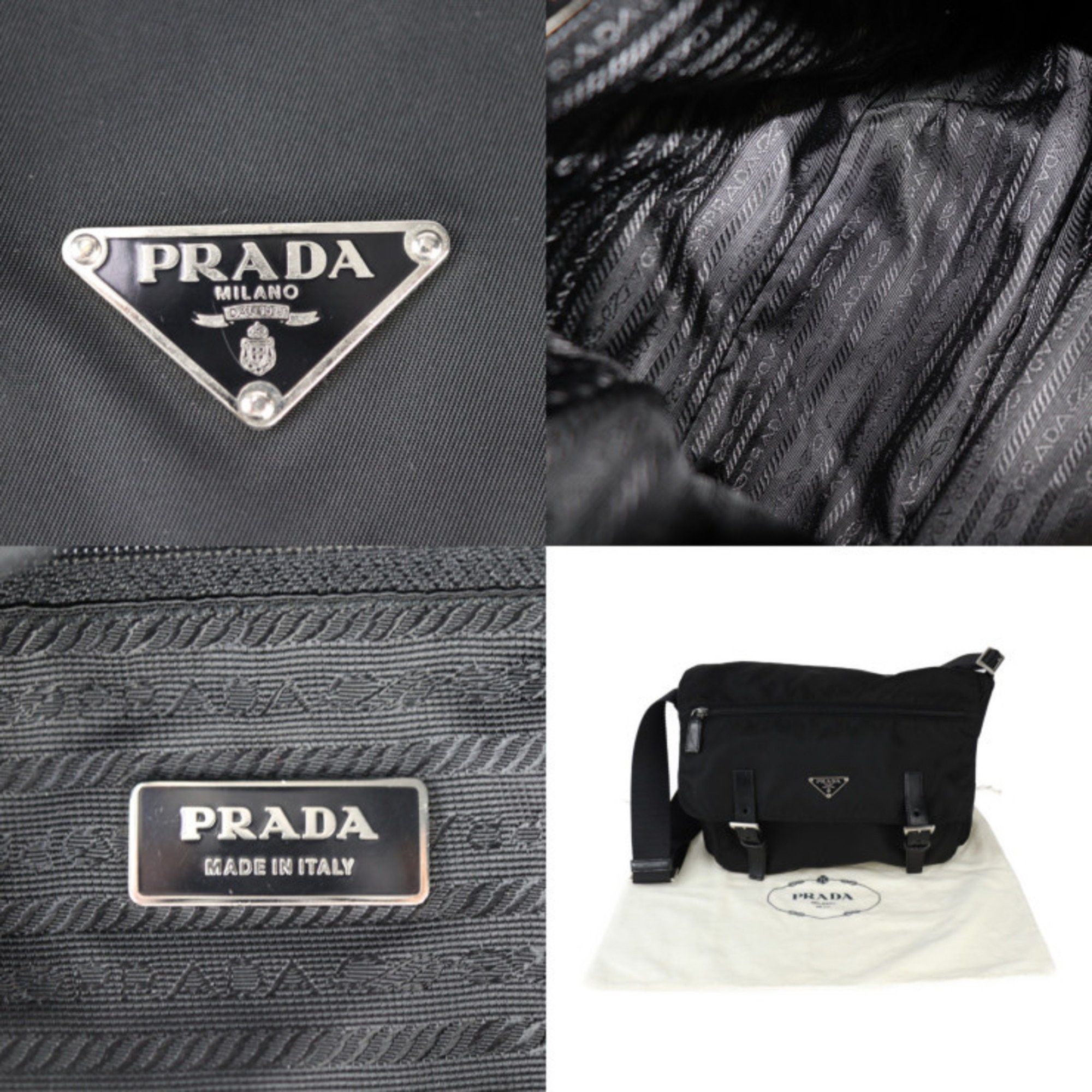 Prada Prada Bag Shoulder 1BD671 Nylon Leather Black Flap Crossbody Triangle Plate R2410103007030 Size ONE SIZE - 10 Thumbnail