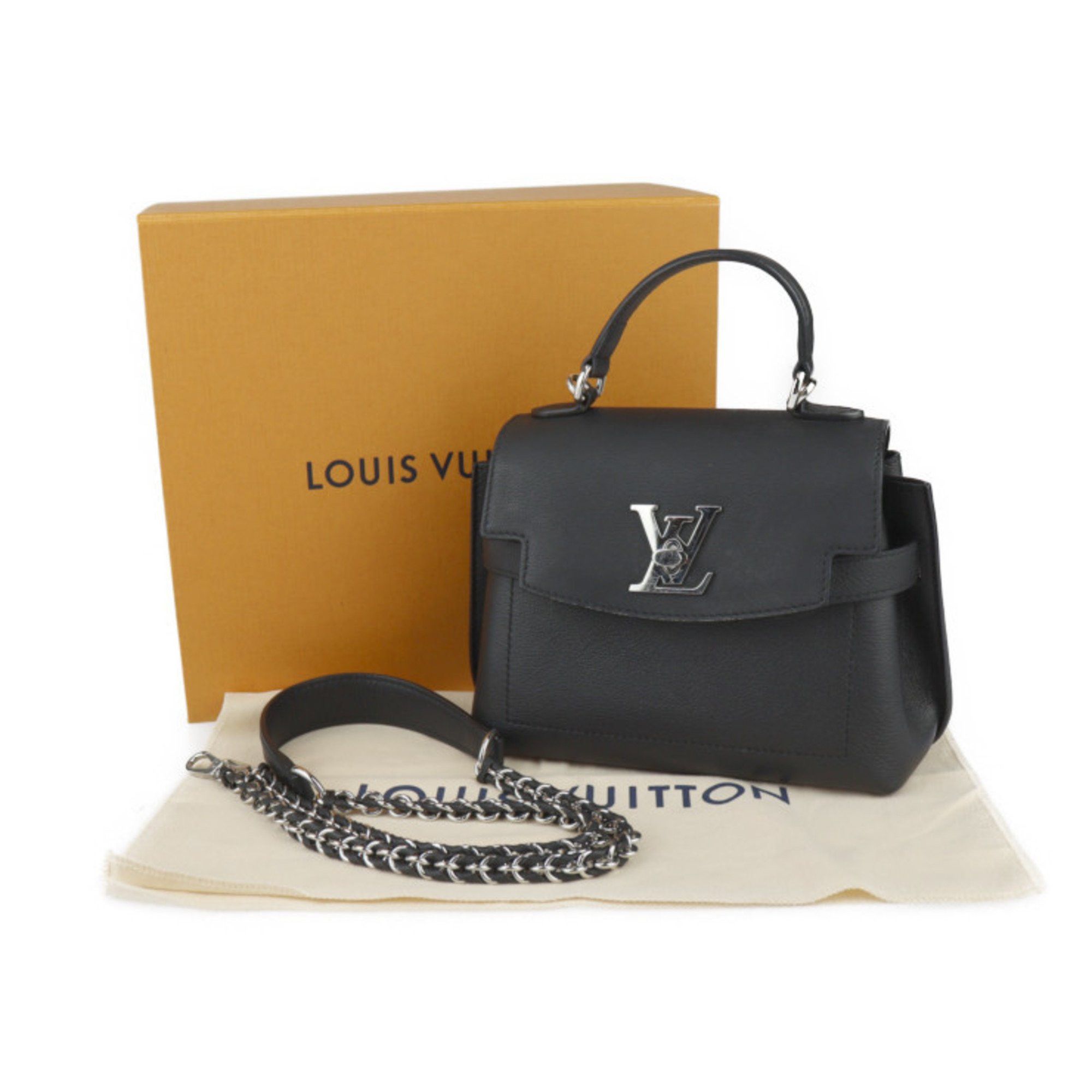 Louis Vuitton Louis Vuitton Lockme Ever Mini Handbag M20997 Grained Calf Leather Black Shoulder Bag Turnlock Chain R2418093012053 Size ONE SIZE - 10 Thumbnail
