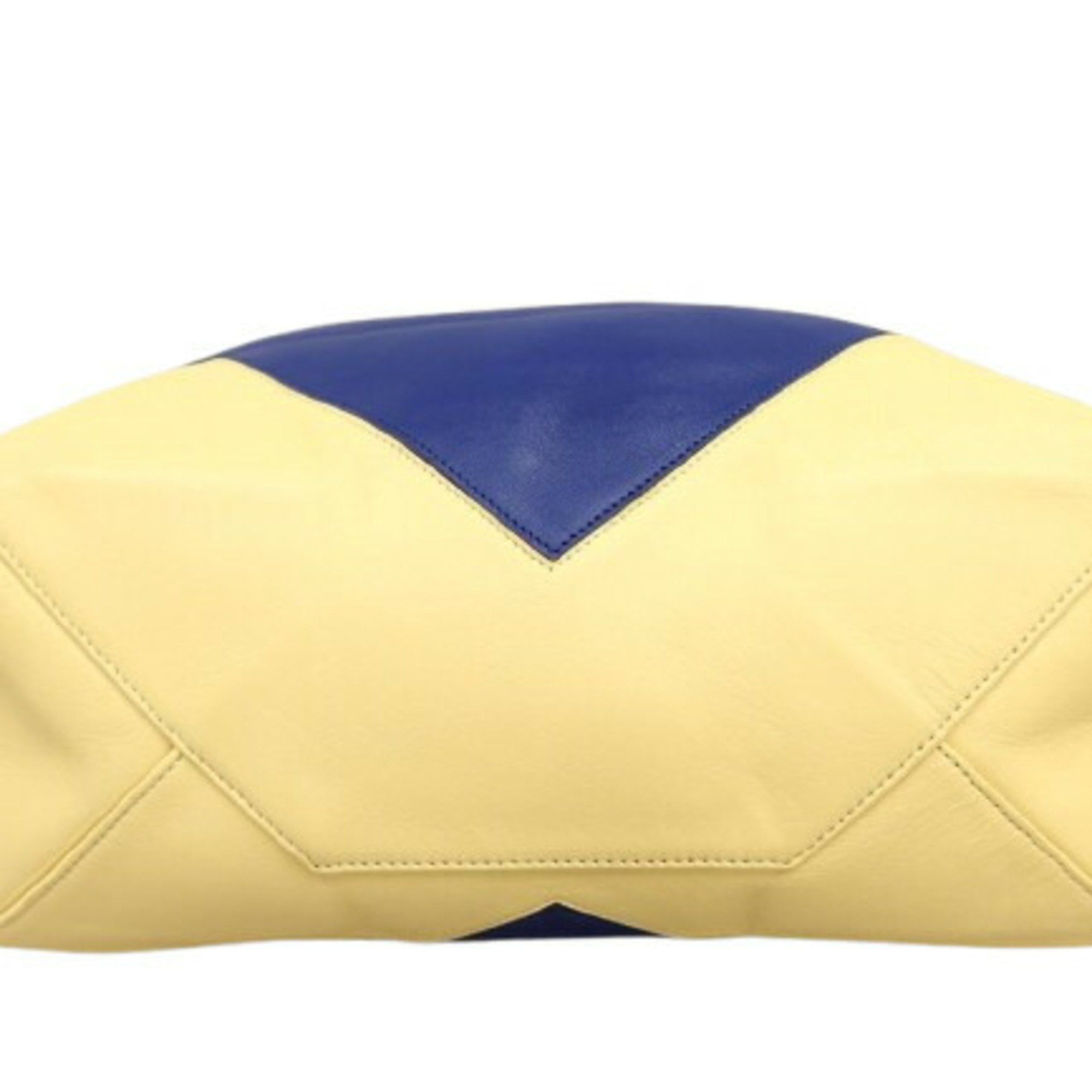 Celine CELINE Tote Bag Horizontal Cabas - Cream Yellow Blue Calf Leather Men's Women's Size ONE SIZE - 6 Thumbnail